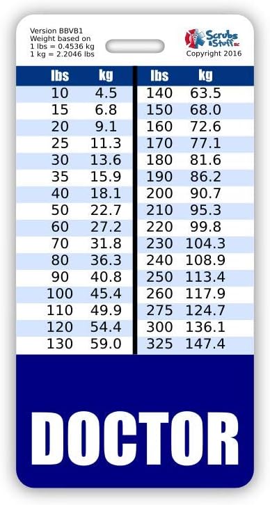 Doctor Badge Buddy Vertical w/Height & Weight Conversion Charts (Standard, Navy)