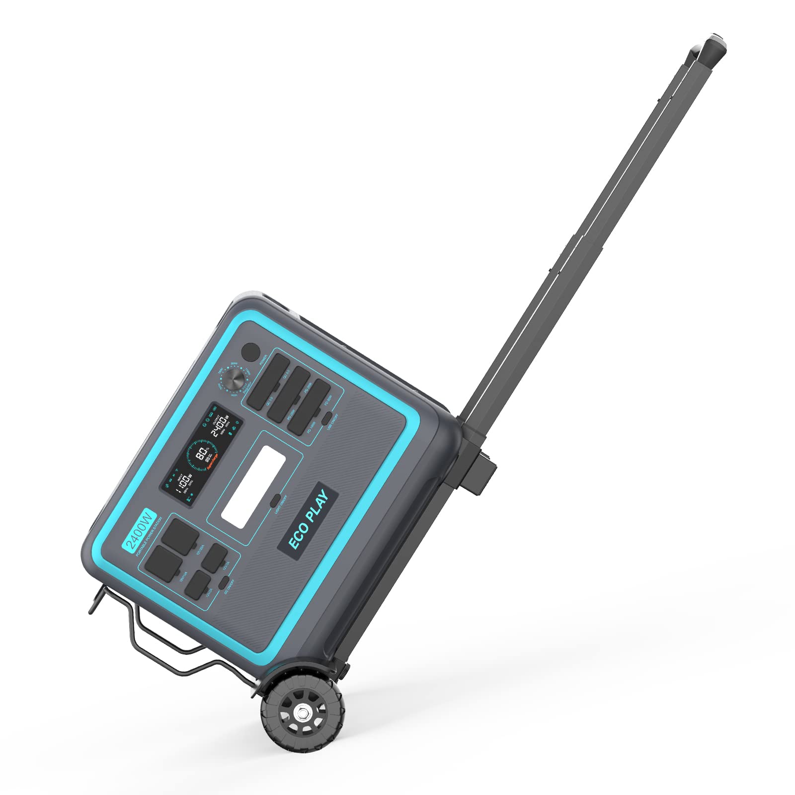 Centrale Elettrica 2400 W con Carrello a Mano, Generatore Eco Play Con Batteria Lifepo4 da 2048 Wh, Ricarica Rapida 1,8 ore, Alimentazione di Emergenza/Campeggio/RV