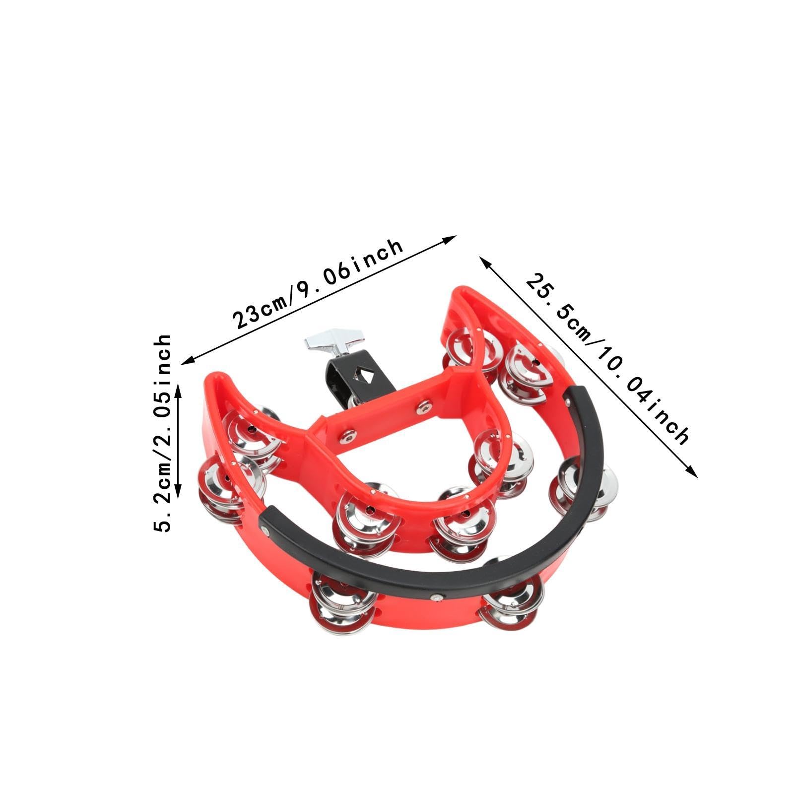 DYNWAVE Hi Hat Tambourine Drum Set Percussion Accessories Double Row Bells Music Rhythm Tambourine Hand Bell Rattle for Concert Party