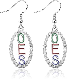Rhinestone OES Drop Earrings Order of The Eastern Star Gift OES Symbol Jewelry Greek Sorority Paraphernalia Gift for Women Girls