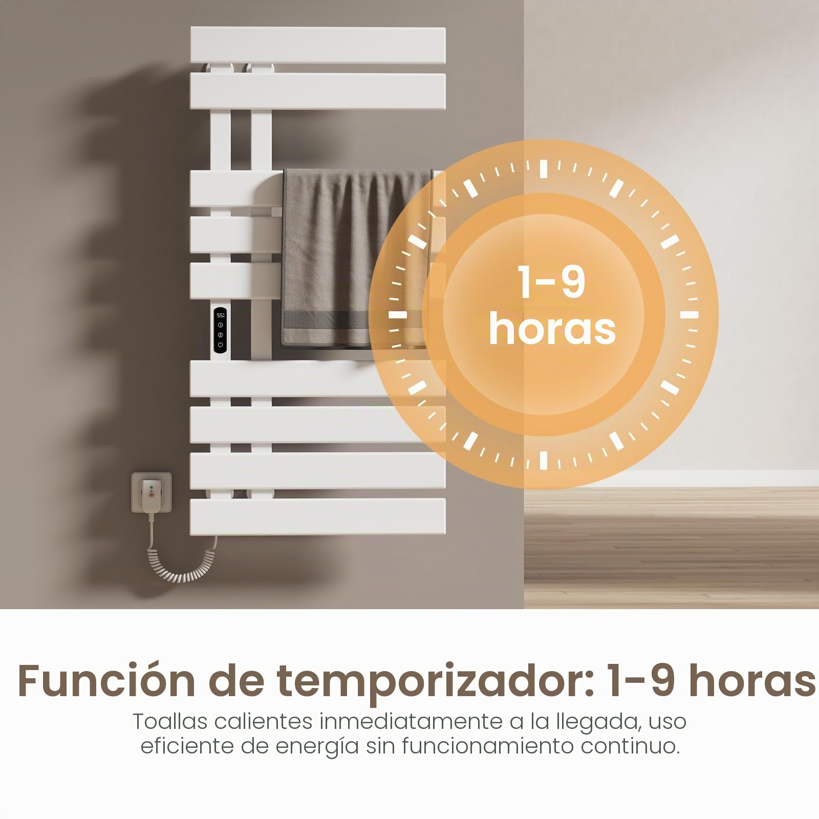 EMKE Radiador de Toallas Eléctrico 1000 x 500 mm,Blanco,320W