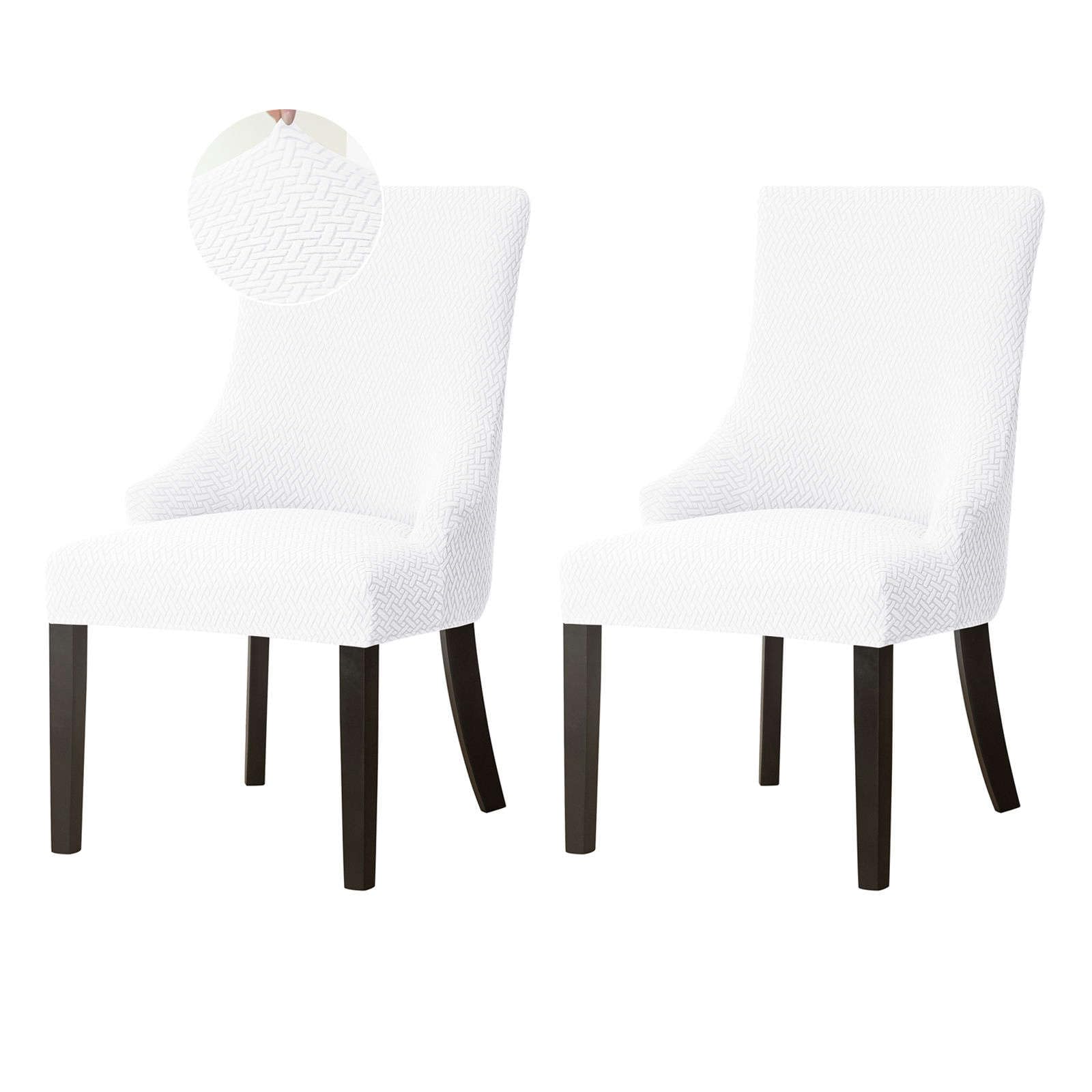 Housse de fauteuil à oreilles en jacquard blanc haut de gamme et textile spandex doux