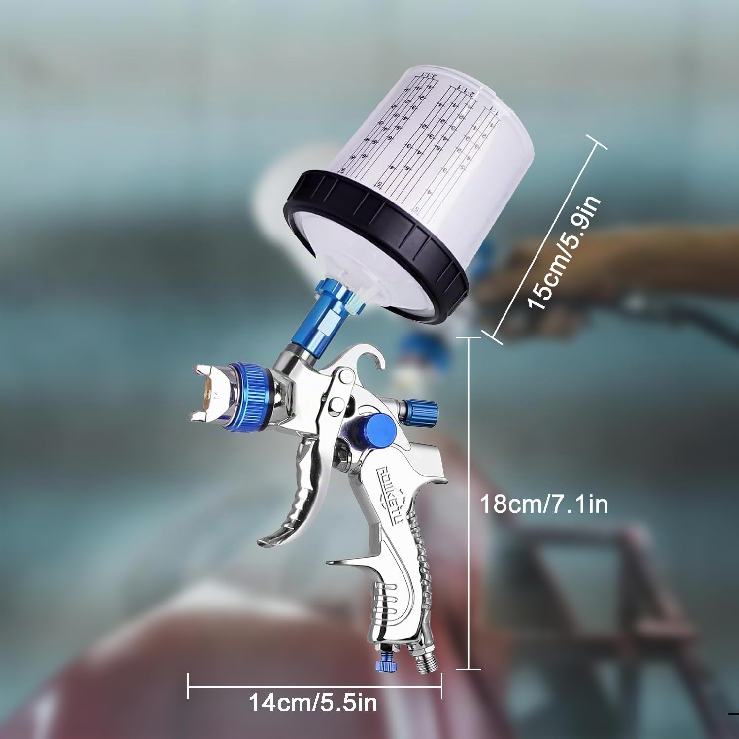 Pistola per Verniciare, Aerografo per Verniciare, Airless Spruzzatore Vernice con 3 Ugelli, TOOSOAR Pistola Compressore per Carrozzeria, Vernice Murale