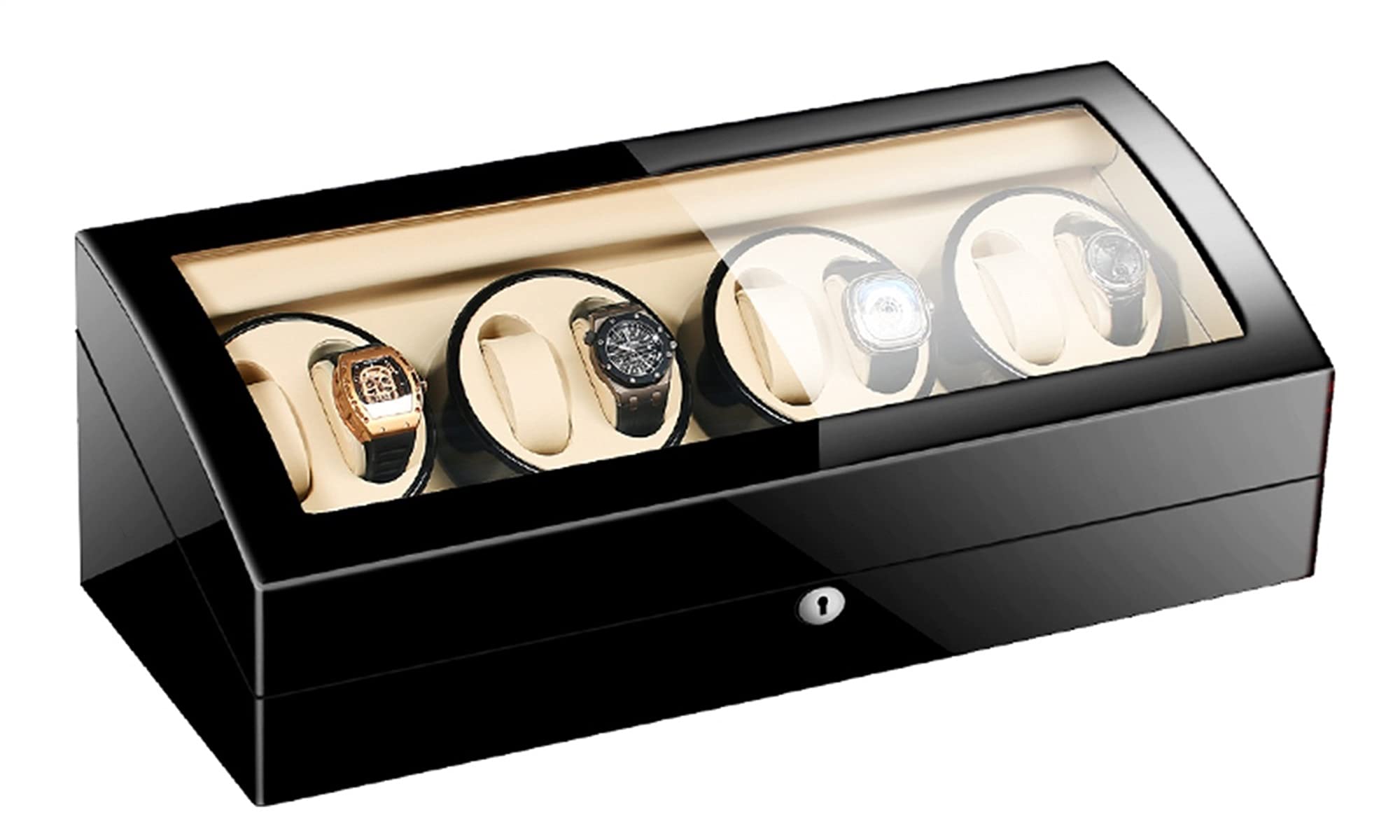 Automatischer Uhrenbeweger mit Motor und flexiblen Uhrenkissen, großes Fassungsvermögen, Farben: Ebony+Beige (8+9), Ebony+Beige (8+9), Ebony+Beige (8+9)，Ebony+beige-8+9