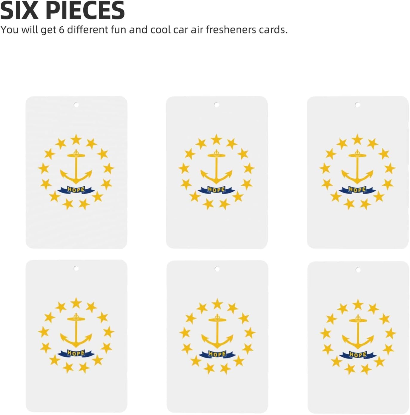 Rhode Island State Flag Car Air Fresheners Cards - 6 Pieces,Cardstock Scented Decor For Cars,Bedrooms, Closets image 2