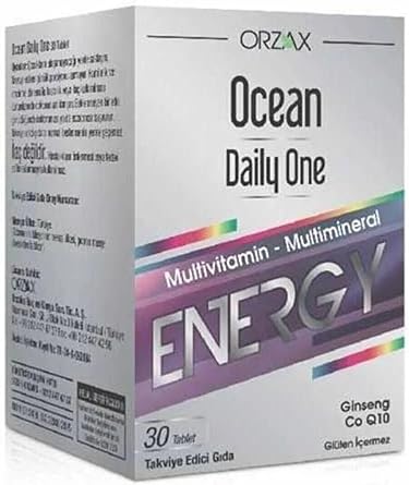 Orzax Ocean Daily One Energy, Multivitamin-Multimineral, Ginseng ve Koenzim Q10  eren, 30 Tablet