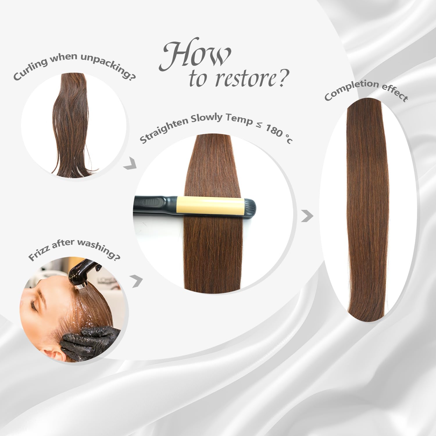 Qingliang Tape-in Hair Extensions Human Hair Remy Human Hair Medium Brown 22 inch 20Pcs Straight Seamless Skin Weft - Image 3