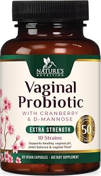 Vaginal Probiotics for Women - 50 Billion CFU per Capsule - Targeted Lactobacillus Blend with Prebiotics, Cranberry, D-Mannose - For pH Balance, Feminine Flora, Odor, Urinary Support - 60 Capsules