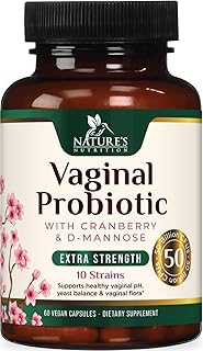 Vaginal Probiotics 50 Billion CFU - Supports Women's pH Balance, Digestive, UT & Feminine Health - Probiotic Blend with 10 Strains, Cranberry & Prebiotics - Vag Women Health Supplements - 60 Capsules