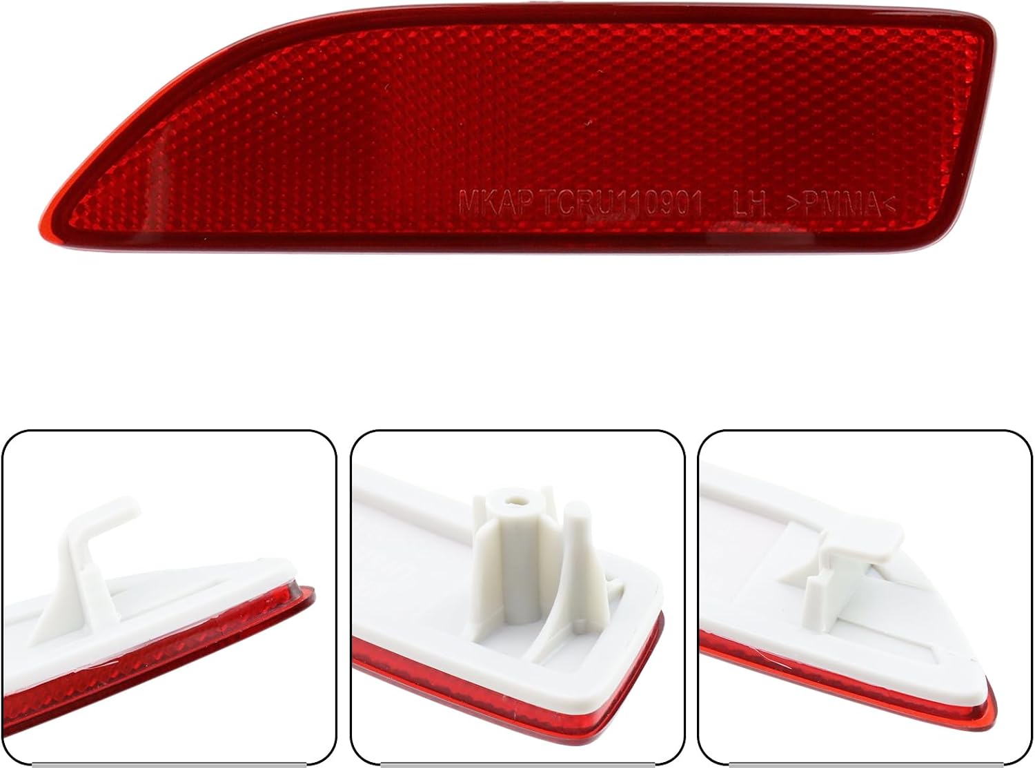 Crapyt Rear Bumper Reflector Tail Light Cover, Rear Left and Right Bumper Reflector Replacement Lamp Cover for ‎81920-02030+81910-02130, Compatible with Toyota Corolla 2011 2012 2013, 1 Pair