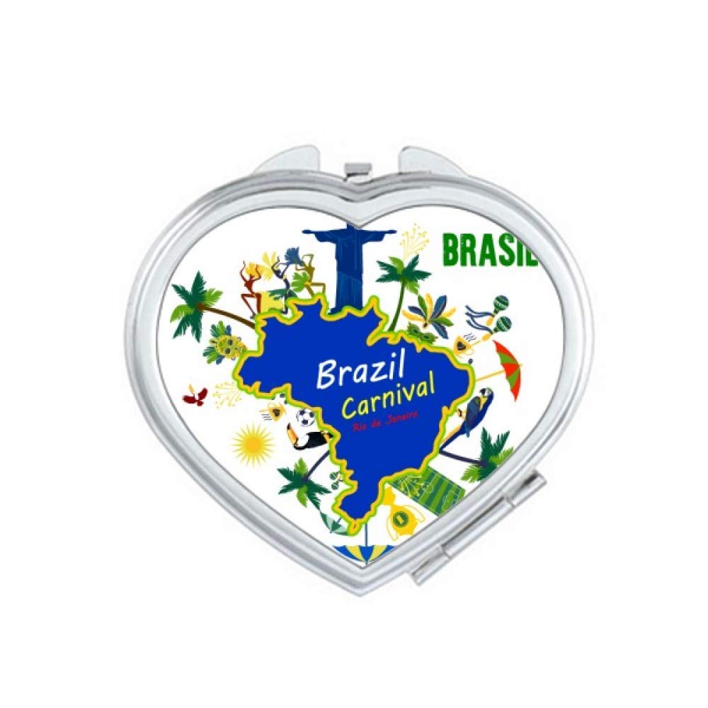 Mount Corcovado Brazil Maps Brazil Carnival Mirror Travel Magnification Portable Handheld Pocket Makeup