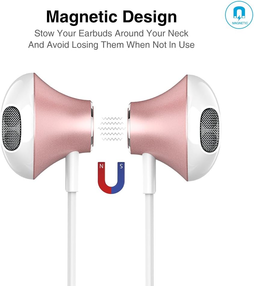 Close-up of Picun H12 earbuds showing magnetic attraction