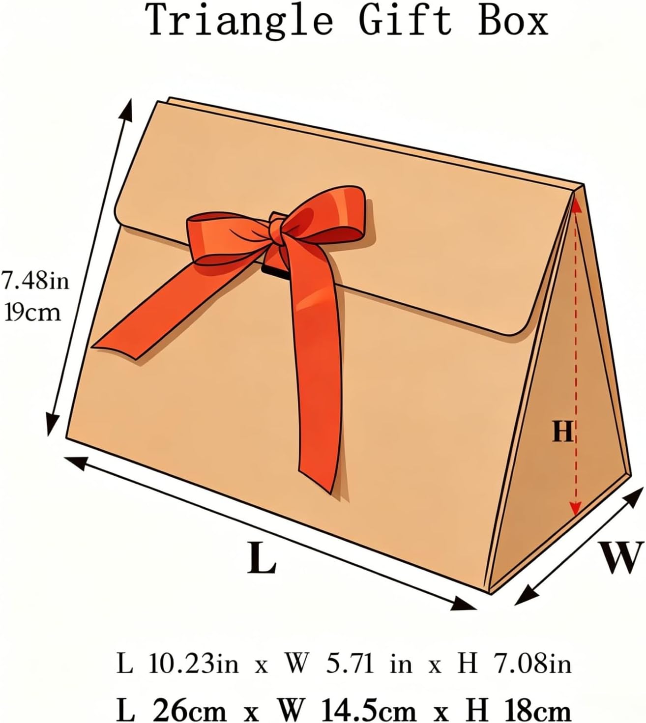 QDHATYME Triangle Gift Box with Ribbon, 10.3"x5.7"x7" Party Favor Bags Reusable Cardboard Treat Boxes for Birthday, Wedding, Bridal Shower - Luxury Party Favor Bags for Candy, Cookies & Small Gift (Gold-2pc) image 5