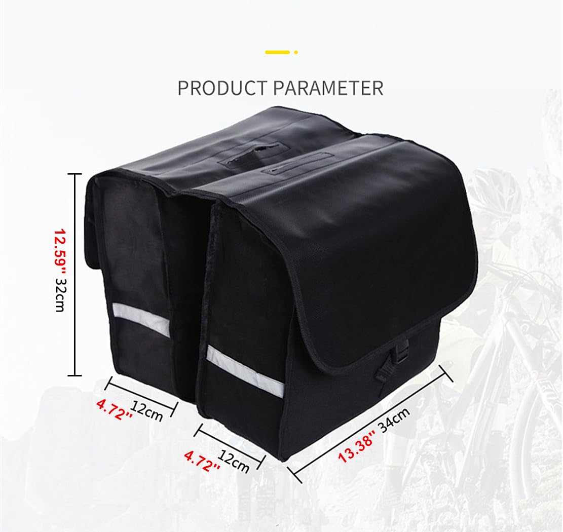 UNISTRENGH Bicycle Back Pannier Bags Bike Rear Seat Bag Cycling Rack Grocery Pannier Road Moutain Bike Storage Bag (Black (Flap cover with Pu coating) /with Rainproof cover)