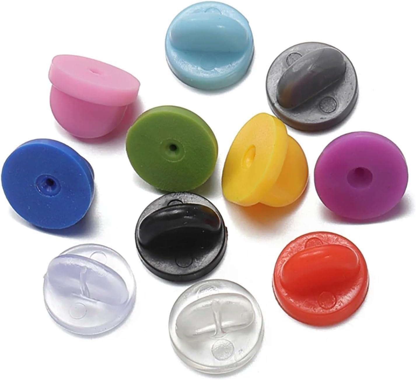 Pin Backs 600pcs Colorful Rubber Brooch Pin Back Squeeze Badge Holder Butterfly Clasp Clutch Care Cap for DIY Jewelry Making Crafts for Backing Holder Clasp(Red)