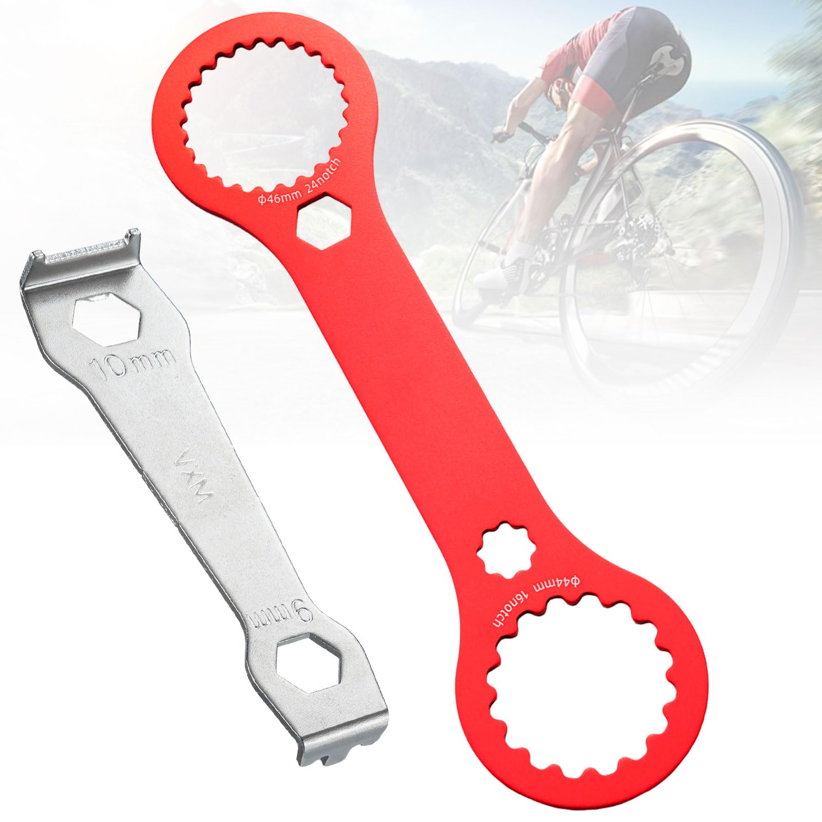 YGCQFH BB Axis Wrench, Aluminium Alloy Bottom Bracket Removal Tool, 2-in-1 Combo for BB44 and BB46 Bottom Brackets, Includes Crank Bolts Fixing Wrench, Bicycle Repair Tool, Lightweight & Durable