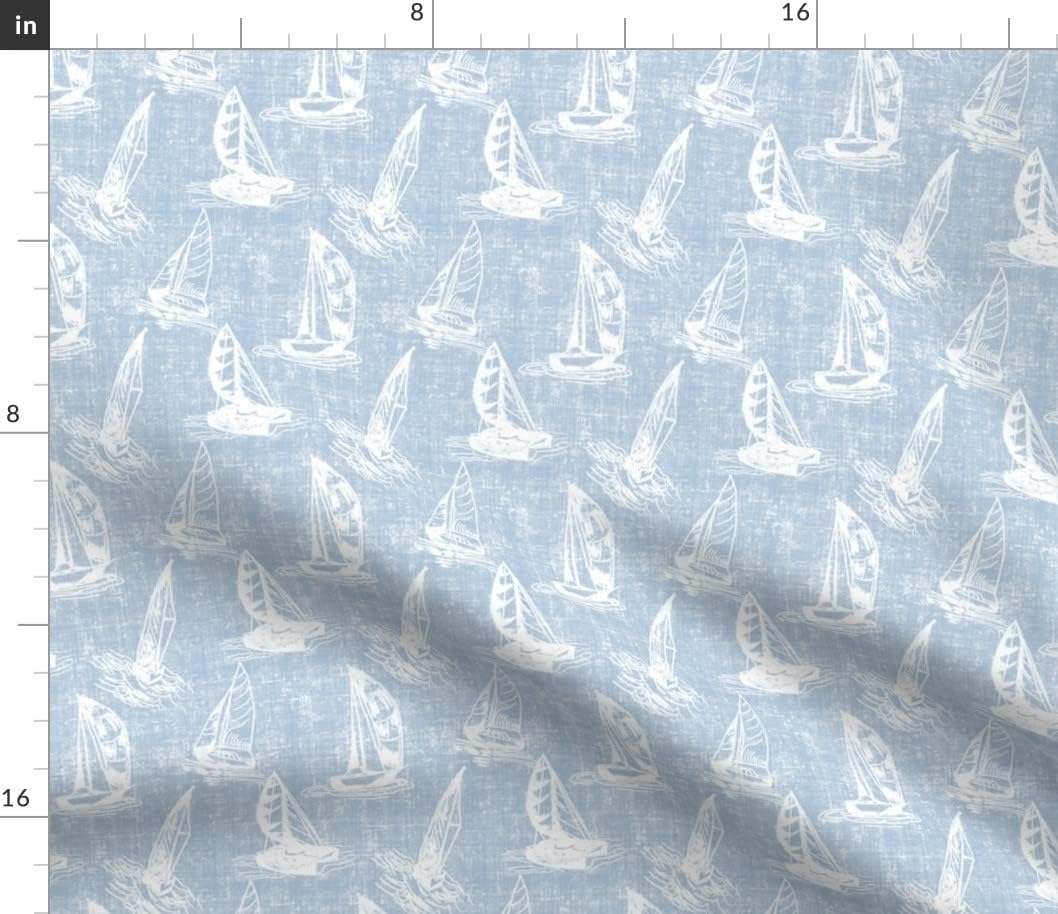 Spoonflower Fabric - Nautical Sailing Coastal Sky Blue Distressed Printed on Petal Signature Cotton Fabric Fat Quarter - Sewing Quilting Apparel Crafts Decor