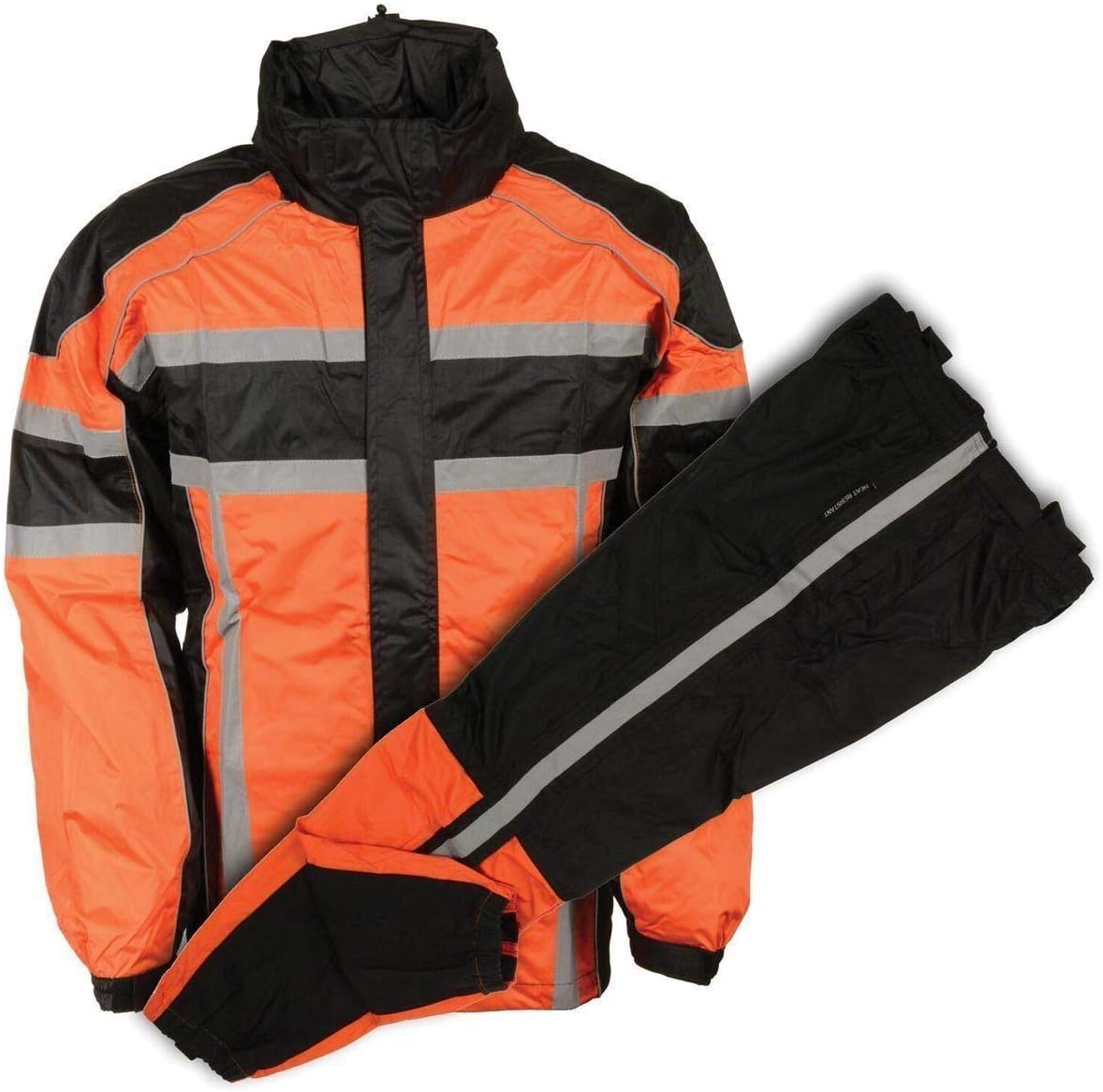 Milwaukee Leather-SH233102-Men's Black/Orange Water Resistant Rain Suit with Reflective Tape