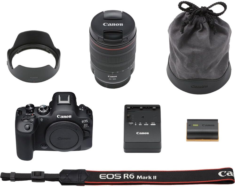 Canon EOS R6 Mark II Full Frame Mirrorless Camera Body with RF 24-105mm F4 L is USM Lens 5666C011 Bundle with Deco Gear Photography Bag + Microphone + Monopod + Software & Accessories Kit