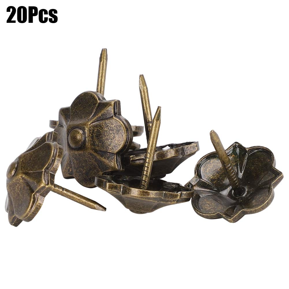 Lybunair 20Pcs Vintage Sofa Bubble Nail Decorative Fasteners with Thicken 4 Leaf Clover Pattern 20 x 22mm