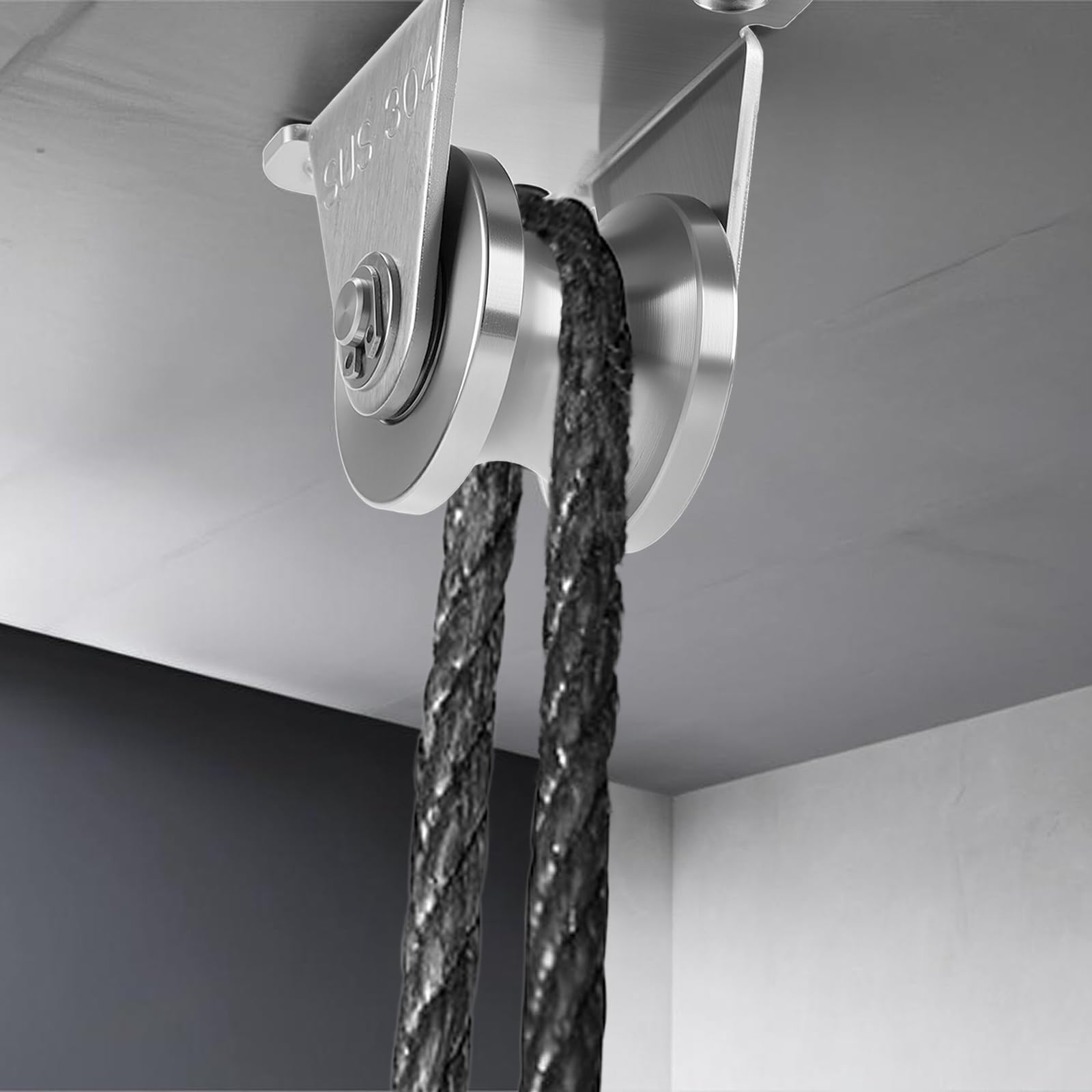 2 Poleas de 32 mm, Acero Inoxidable 304 con Rodamiento de Bolas, Capacidad 250 kg para Cuerdas, Cable de Acero, Fitness, Tendedero