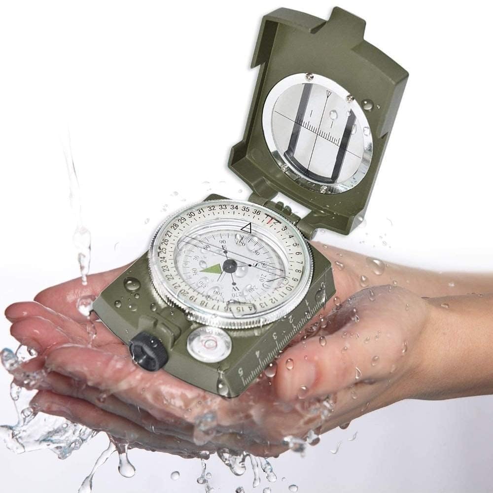 NEWLITE HUB Compass for Hiking - Tritium Compass Military Grade Style Camping Backpacking - Tactical Army Green Compass Survival Navigation - Hiking Waterproof Sighting Compass with Pouch-picture-34
