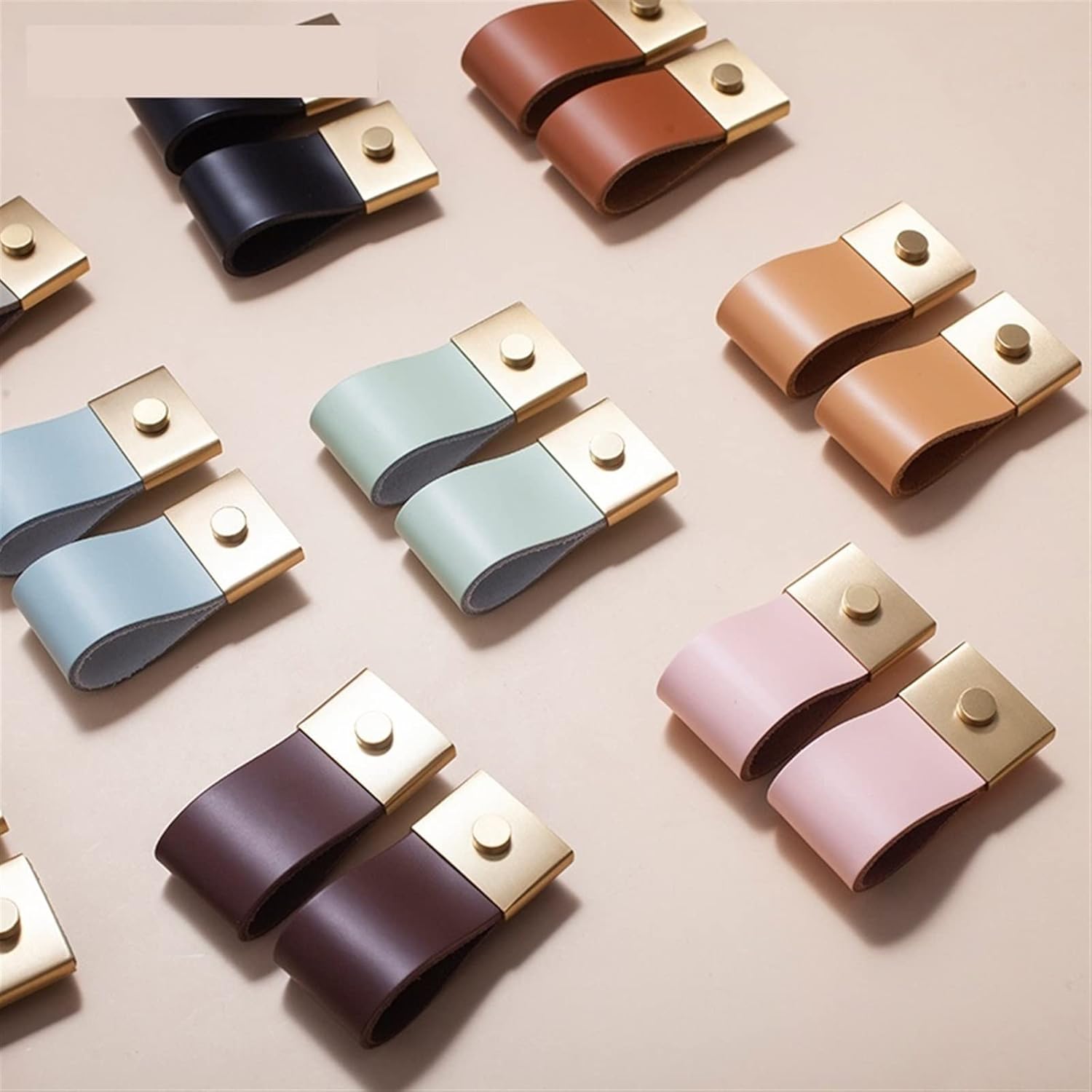 ELTOX Small Wardrobe Drawer Door Pull Genuine Leather Handle Kitchen Cabinet Handles Furniture Knobs 1Pcs (Color : LT-0525-qianhui-128)
