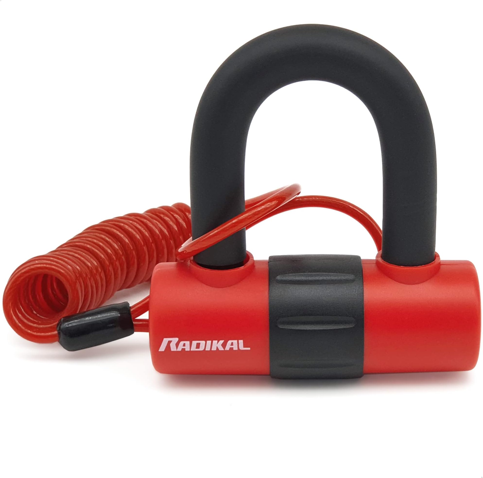 RK72 Mini U Disc Lock, Double Locking Mechanism and Dual Function for Disc Lock or Chain, High-Security 14mm Shackle, Reminder Cable, Anti Theft Wheel Lock for Motorcycle Scooter Electric Bike
