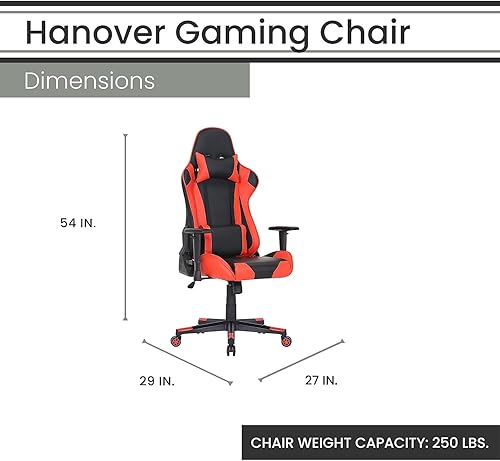 Miniatura 2 de Hanover Commando Silla ergonómica Racer para videojuegos, elevación de gas ajustable en altura, inclinación, reclinable, acolchado, color blanco y