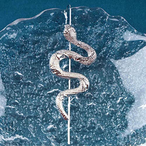 Erimberate Punk Snake Crawler Hook Earring Silver Snake Edgy Ear Pin Earring Textured Snake Ear Hook Earring Viper Snake Ear Cuff Hook Earring Jewelry For Women And Girls Gifts #TOP1