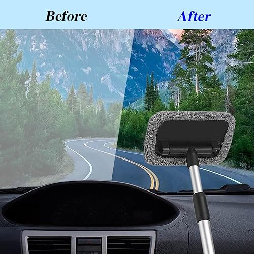 Miniatura 7 de Herramienta de limpieza de vidrio para parabrisas de automóvil, kit de limpiaparabrisas de automóvil, limpiador de ventanas de automóvil con mango