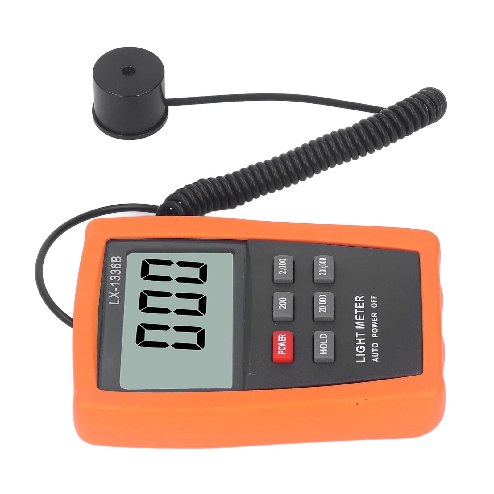 Medidor de Luz Digital LCD, Medidor de Luz de Iluminancia ABS con Sensor de Fotocélula de Silicio, 10 a 200000 Cd o M2, Retención de Datos, Apagado Automático para Pruebas de Pantalla de