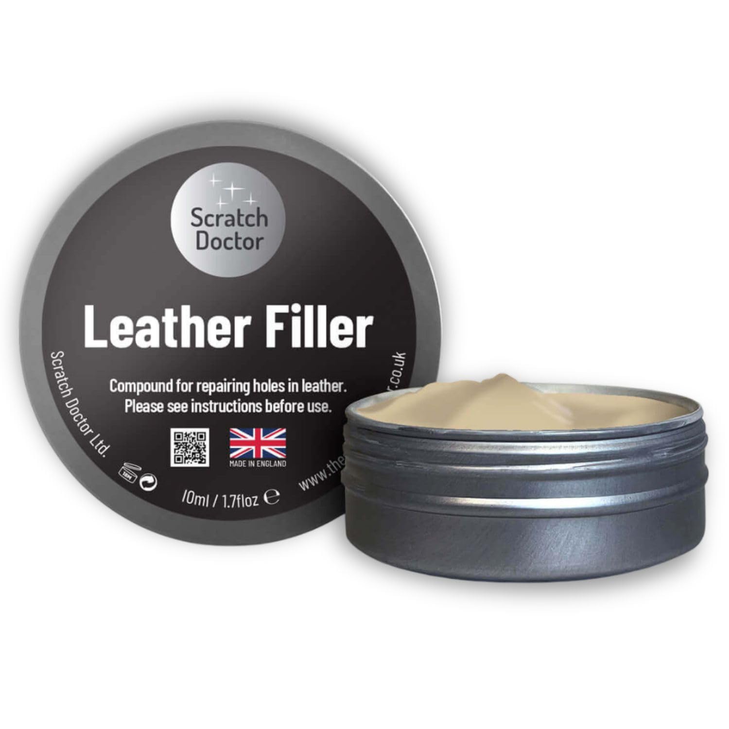 Scratch Doctor Leather Filler Repair Compound Fill Holes Cracks Scratches Scuffs on Leather Furniture Car Seats Shoes and Bags (Beige, 10ml)