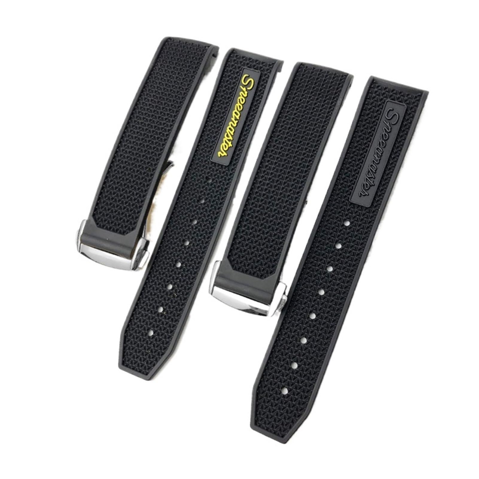 Bracelet de Montre en Caoutchouc et Silicone 20 mm, 21 mm, 18 mm, 19 mm, Compatible avec Les Montres Omega Speedmaster, avec Boucle déployante en Acier(Black Black Black,20mm)