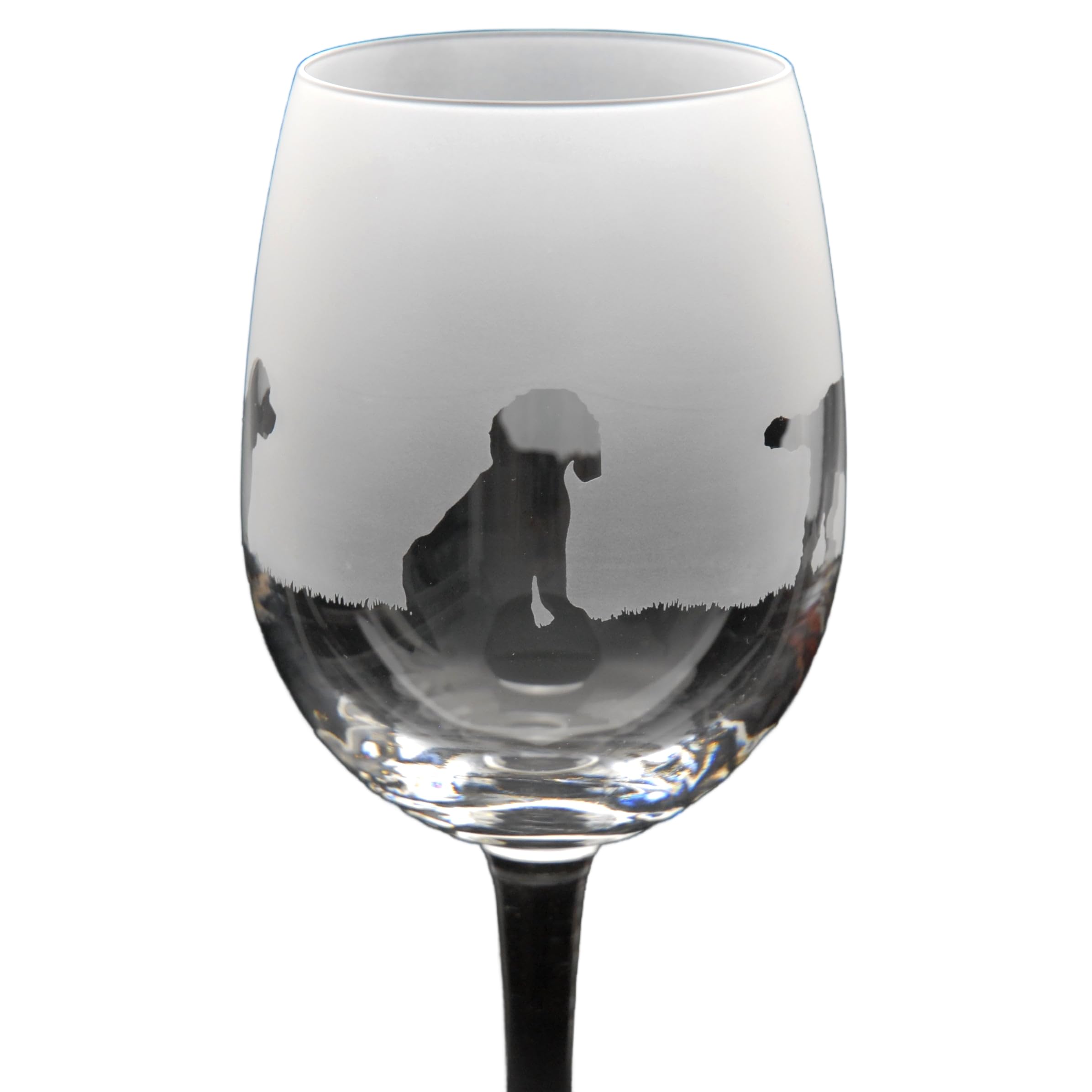 GLYPTIC Glass Art Cockapoo Dog Frieze Hand Etched/Engraved Crystal Wine Glass โ image 1