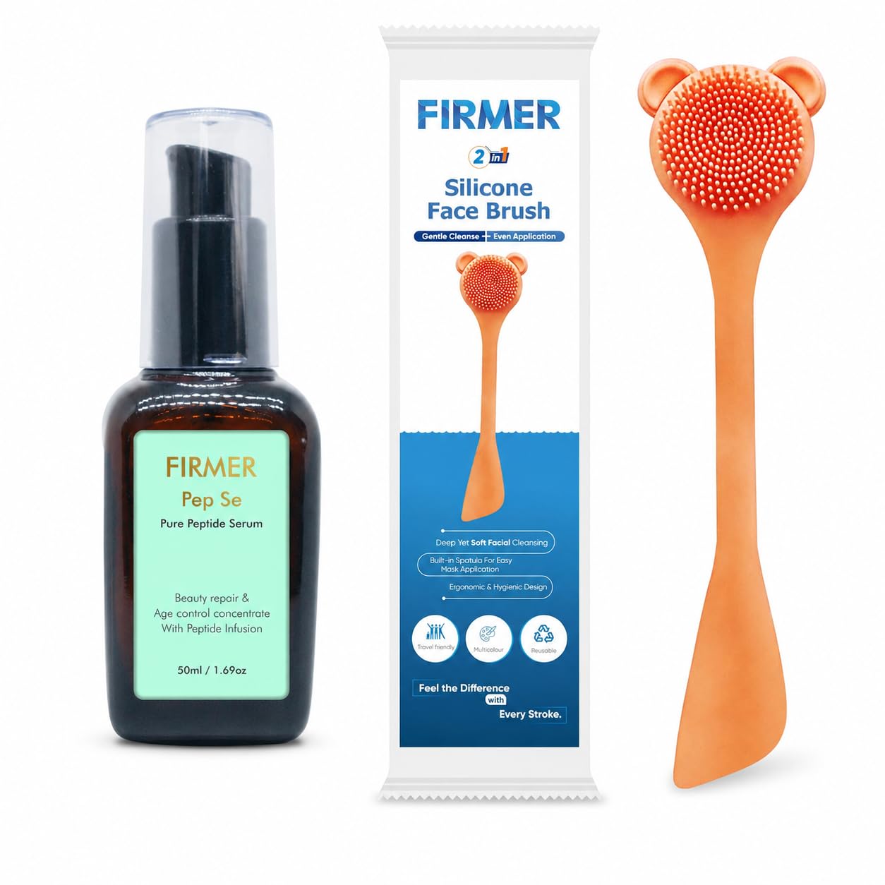 Firmer Skin Care Combo | Pep Se Pure Peptide Face Serum 50ml + 2-in-1 Silicone Face Brush with Mask Applicator (Pack of 2)-image-33