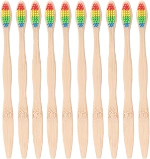 Escova de dentes de bambu natural OSALADI 10 unidades ecológicas, cerdas macias, escova de dentes para viagem, biodegradável, macia, para uso doméstico, colorida