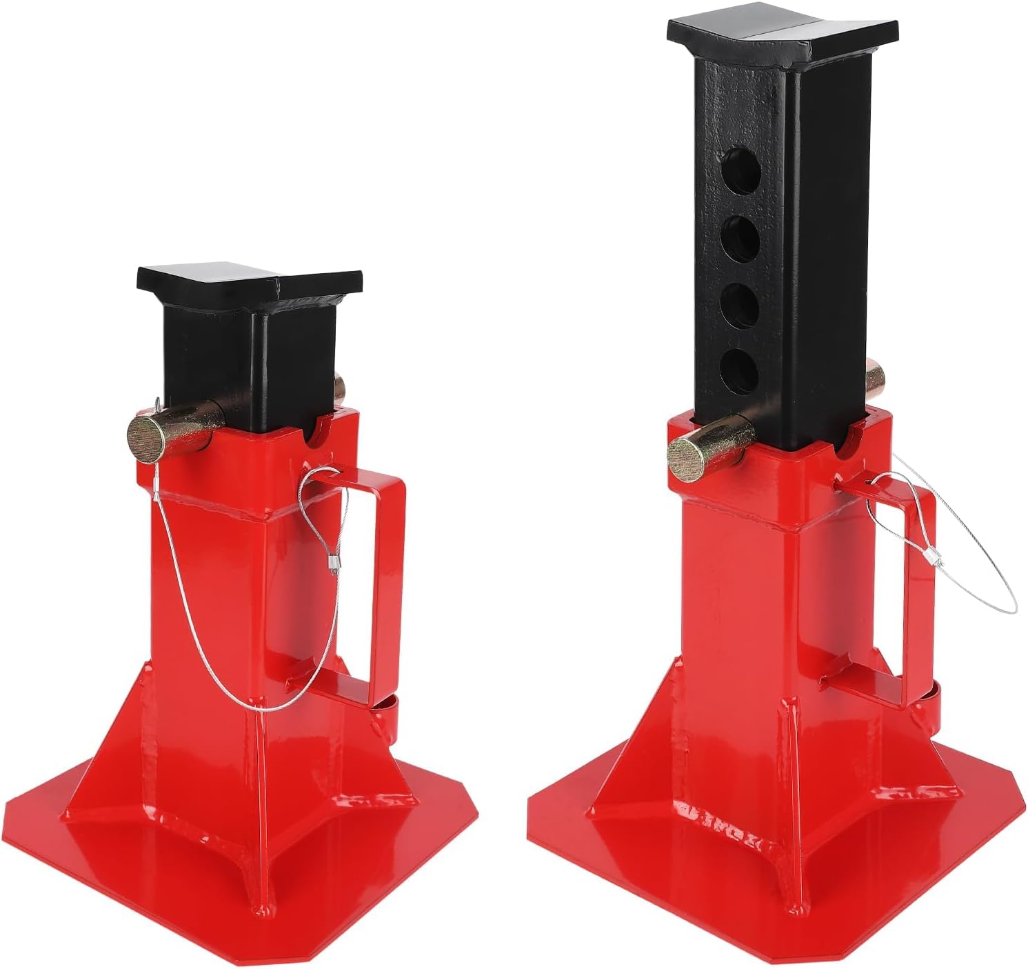 Heavy Duty Car Jack Stand, Pin Type Adjustable Height Automotive Jack Stands with Lock, 12 Ton (26,400 lb) Capacity, Red, 1 Pair