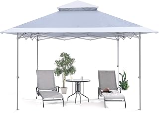 ABCCANOPY 13x13 Pop Up Canopy Base on 10x10 Canopy Frame with Double Ventilated Top, 4 Sandbags, 4 Ropes and 8 Stakes (Light Gray)