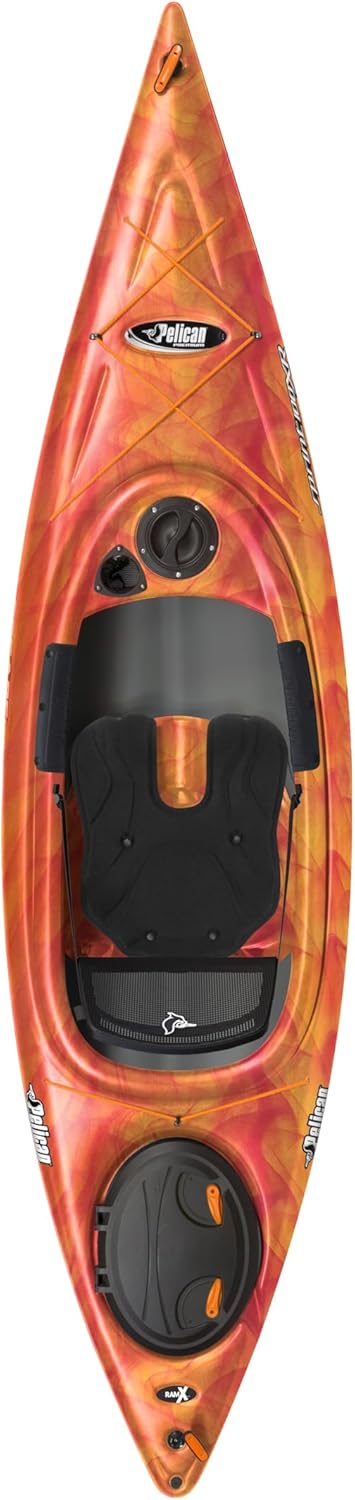 Pelican Sprint 100XR - Touring Sit in Kayak - Vapor Fireman Red - Yellow - Lightweight Patented Ram-X™ Material -Ergobreeze™/Ergoform - 10 ft