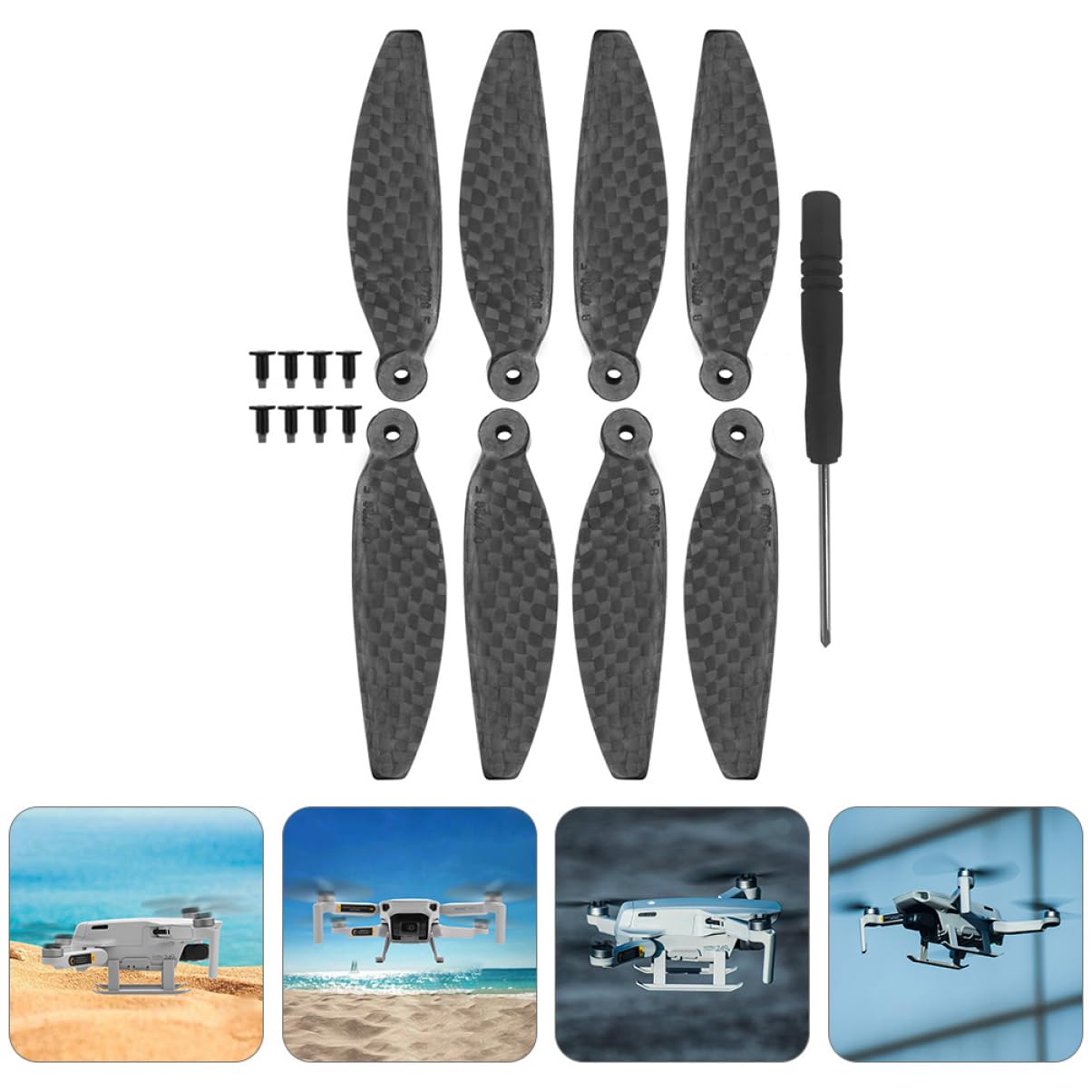 Abaodam Hélice de Fibra de Carbono para Dron Accesorio Compatible con Mavic Mini Hélices para Cuadricóptero de Repuesto