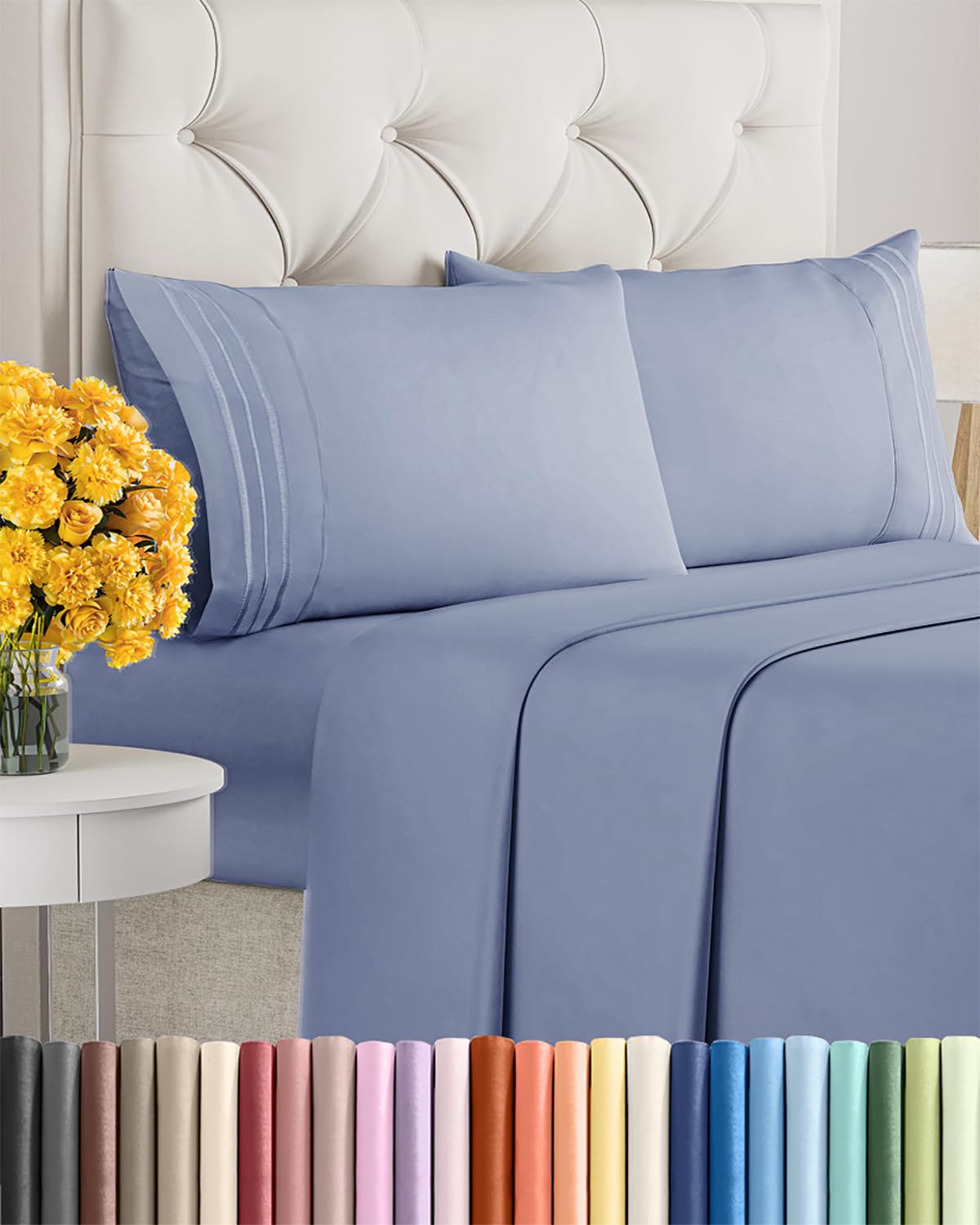 Queen Size 4 Piece Sheet Set - Ultra Soft &amp; Cooling Sheets - Dusty Purple