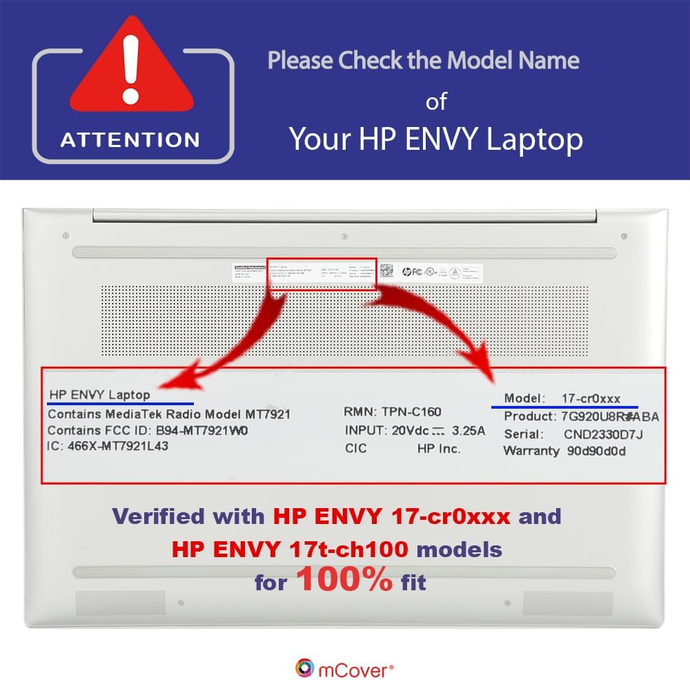 mCover Case Compatible ONLY for 2021-2024 17-inch HP Envy 17-CRxxxx / 17-CH0000 / 17-CH1xx Series Windows Notebook PC (NOT Fitting Any Other HP Models) - Black