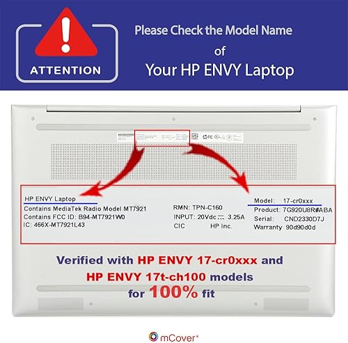 Miniatura 4 de mCover Funda compatible solo para PC HP Envy 17-CRxxxx 17-CRxxxx  17-CH0000  17-CH1xx Series Windows Notebook PC 2021-2024 (no compatible con ningún