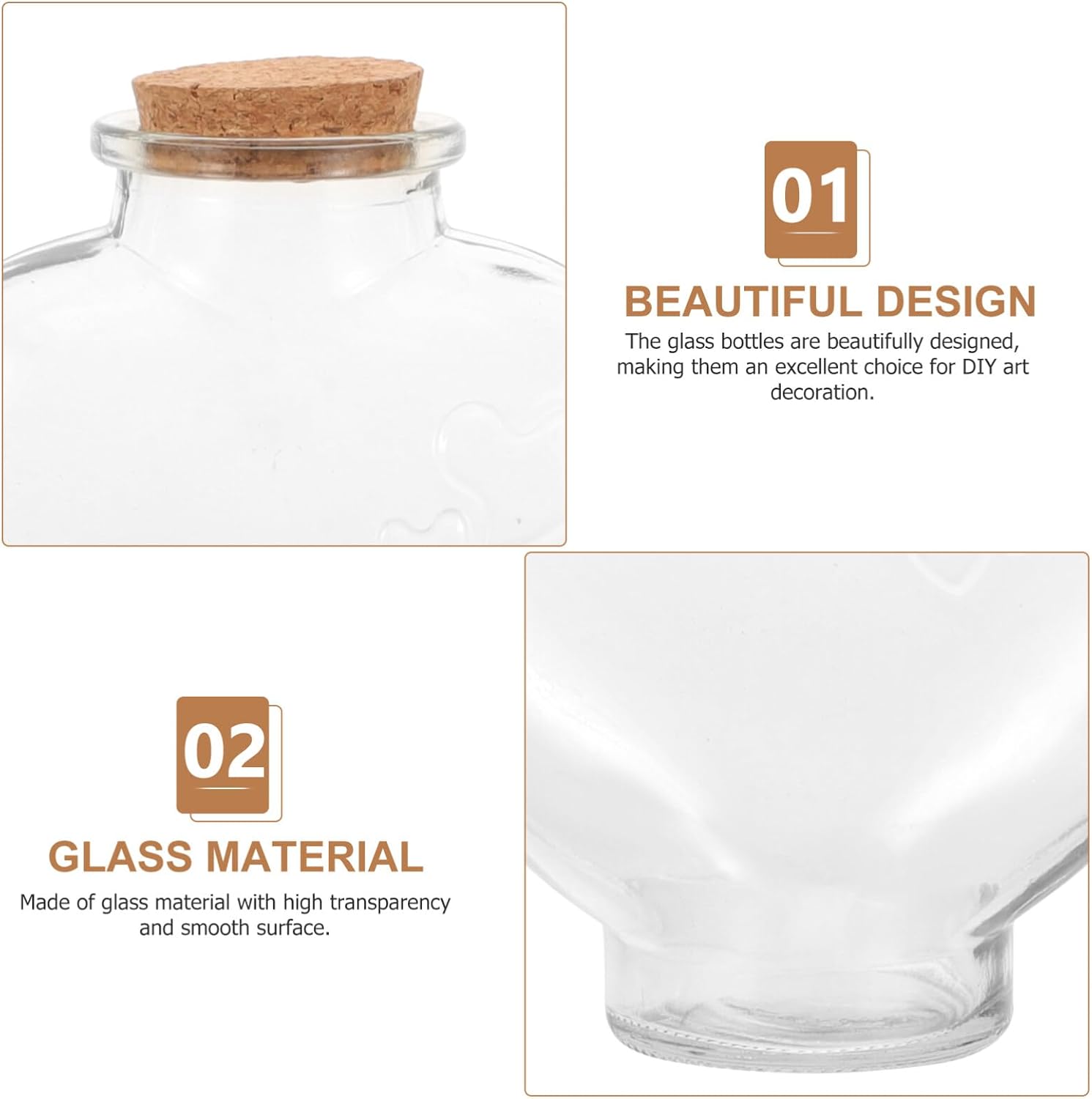 VOSAREA 3pcs Wishing Drift Bottles Heart Pine Bottles for Wedding Sand Ceremony Decorative Glass Containers Cork for Sand Art and Keepsake Storage