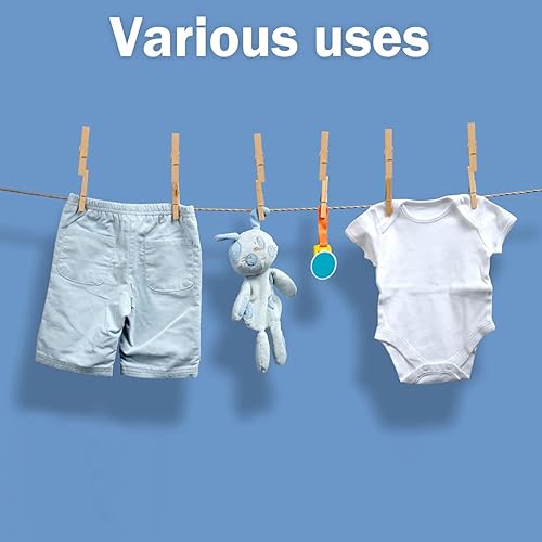 Miniatura 5 de Alfileres de madera para ropa, 400 piezas de 2.83 pulgadas de madera para uso diario, ropa, toallas, manualidades, fotos, pared de arte, por