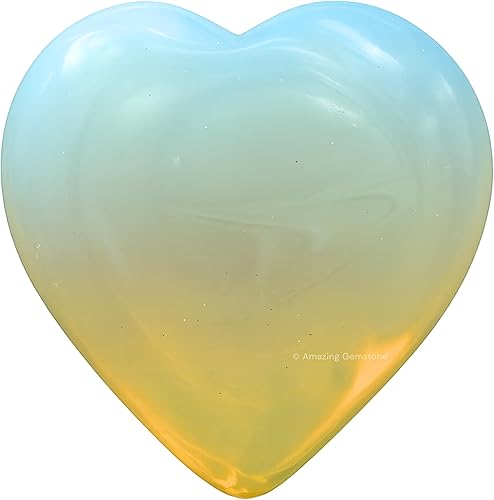 Piedra de palma de corazón de cristal de ópalo - Piedra de preocupación de bolsillo para masaje para equilibrar naturalmente los chakras del cuerpo,