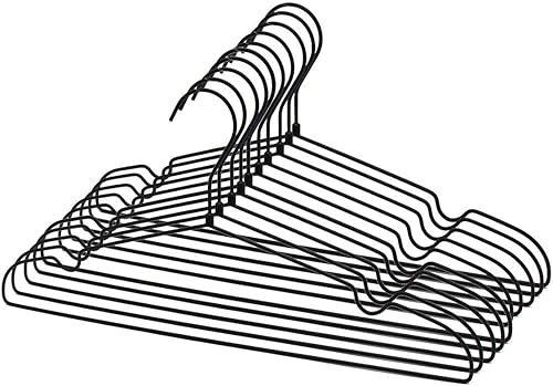 Perchas de ropa de alambre de metal negro de 16.5 pulgadas, paquete de 30 perchas de ropa resistentes para pantalones de metal, perchas para