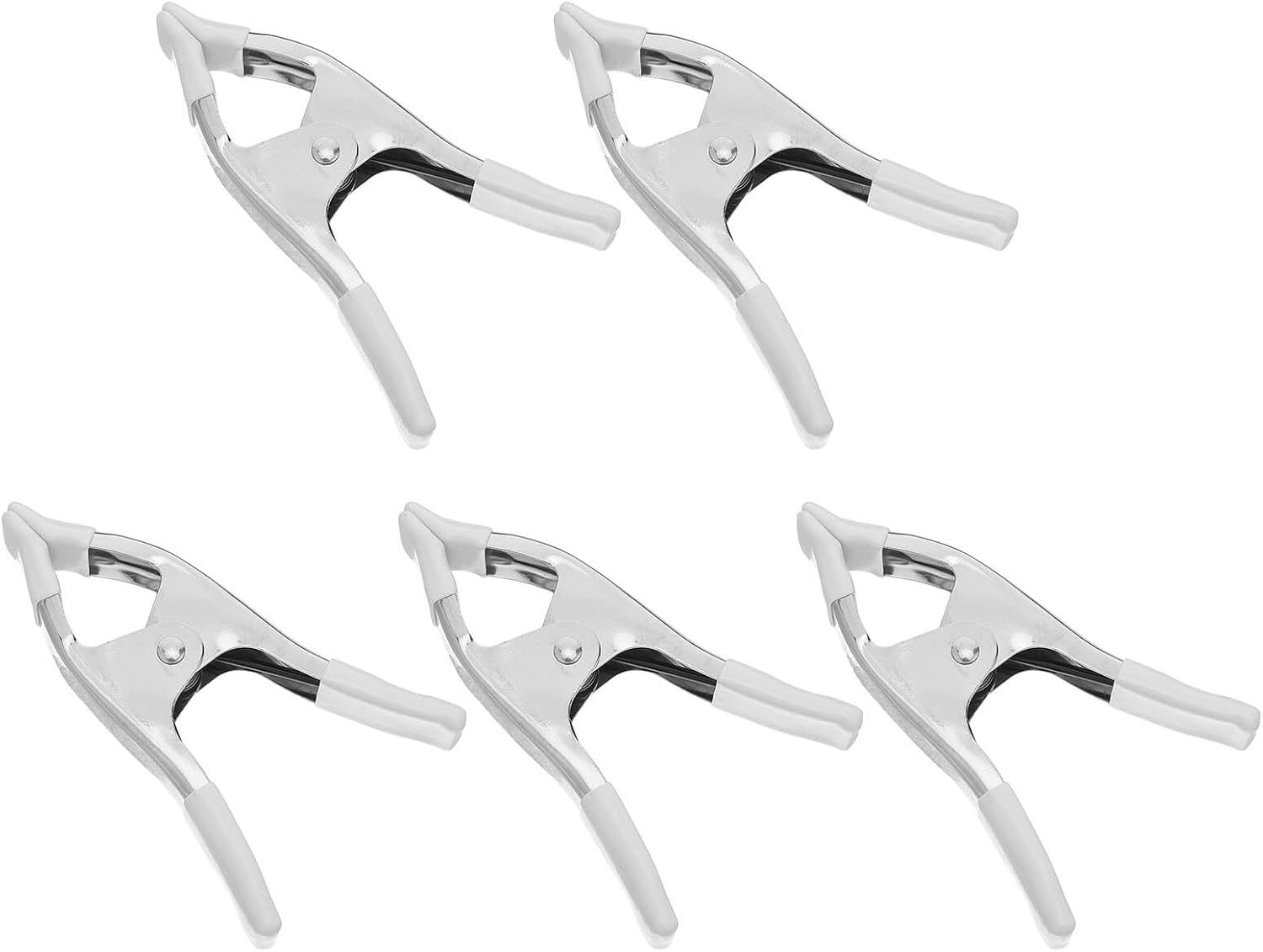 5pcs 6-inch Heavy Duty Nickel-plated Spring Clamps Pvc Protective Sleeve for Photography Backdrop Stands, Photo Booth Clips, Sturdy Metal Fastener Clamps for Studio and Home Use