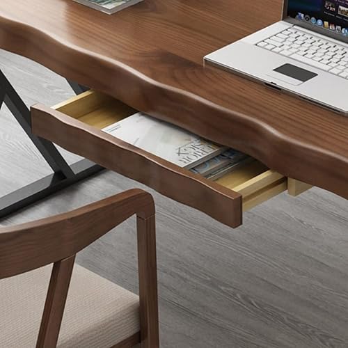 Miniatura 6 de Escritorio de madera maciza para computadora de oficina en casa con cajón soporte de metal resistente y mesa de juego de panel de pino de 20in